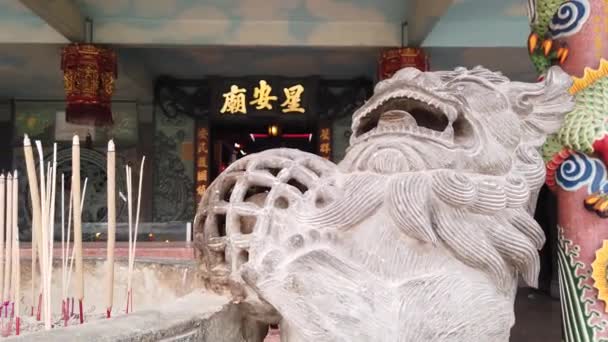 Närbild Bilder Kinesisk Drake Skulptur — Stockvideo