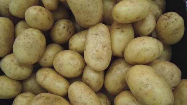 ジャガイモは 市場での販売のクローズ アップ映像 — ストック動画