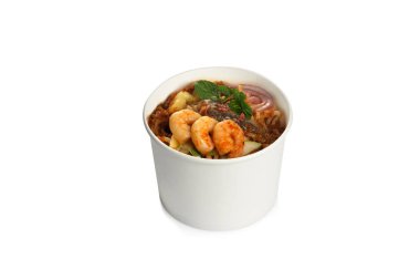 beyaz izole assam laksa kağıt kase,