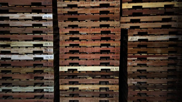 Full Frame Shot Wooden Pallet Stacks Factory — Stock Photo, Image