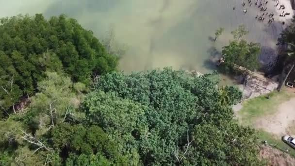 Veduta Aerea Del Mare Calmo Giornata Cupa — Video Stock