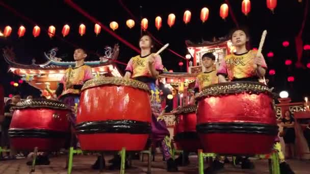 Selangor Malásia Fevereiro 2019 Bateristas Tocando Durante Férias Celebração Ano — Vídeo de Stock