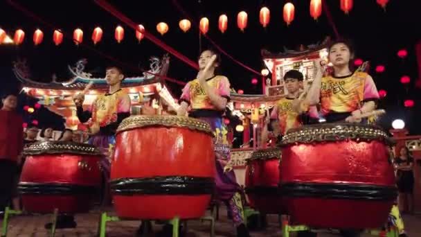Selangor Maleisië Februari 2019 Drummers Spelen Tijdens Vakantie Chinees Nieuwjaar — Stockvideo