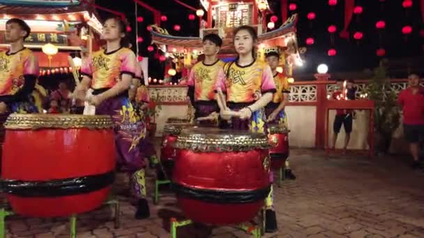 Selangor Malásia Fevereiro 2019 Bateristas Tocando Durante Férias Celebração Ano — Vídeo de Stock