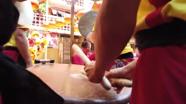 Selangor Maleisië Februari 2019 Drummers Spelen Tijdens Vakantie Chinees Nieuwjaar — Stockvideo