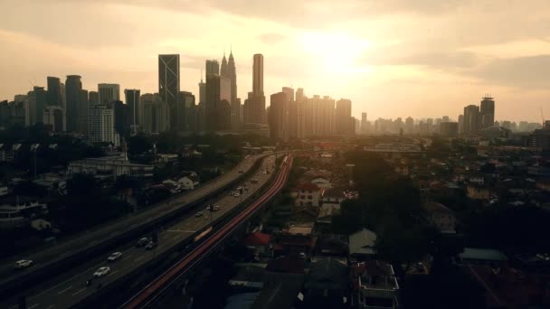 Pohled Panorama Kuala Lumpur Při Východu Slunce — Stock video