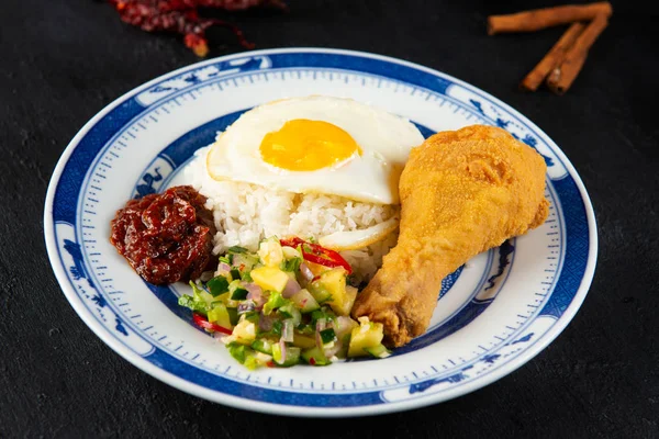 Vue Haut Plat Asiatique Nasi Lemak — Photo