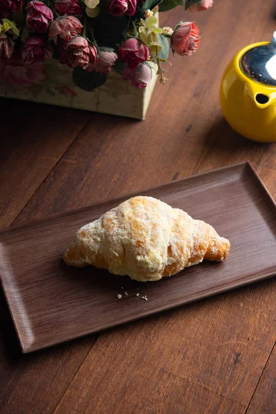 Šneka Croissanta Cukrovou Polevu — Stock fotografie