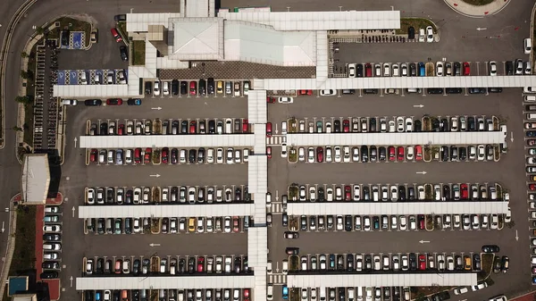 Vista Superior Del Coche Zona Aparcamiento Cerca Estación Mrt — Foto de Stock