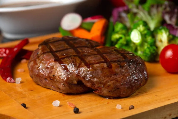 Nahaufnahme Von Filet Steak Bord — Stockfoto