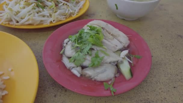 Close Footage Plates Traditional Asian Dishes — Stock Video