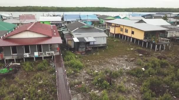 Vista Aérea Del Pueblo Pulau Ketam Malasia — Vídeo de stock