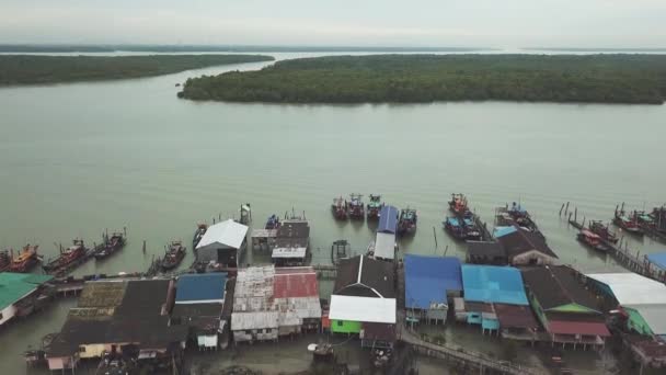 Aerial View Village Pulau Ketam Malaysia — Stock Video