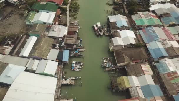 Vista Aérea Del Pueblo Pulau Ketam Malasia — Vídeo de stock