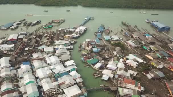 Aerial View Village Pulau Ketam Malaysia — Stock Video