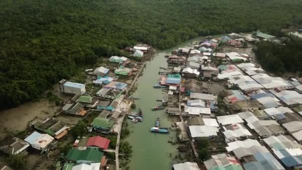 Aerial View Village Pulau Ketam Malaysia — Stock Video