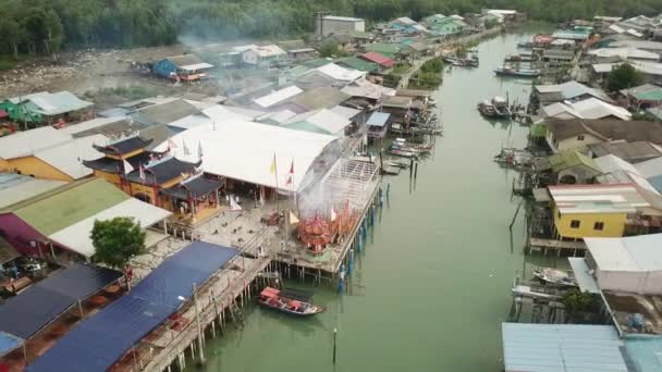 Aerial View Village Pulau Ketam Malaysia — Stock Video