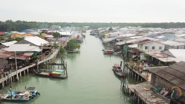 Letecký Pohled Vesnici Pulau Ketam Malajsie — Stock video