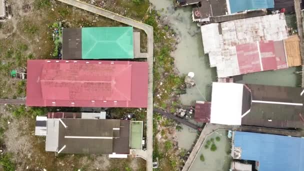 Aerial View Village Pulau Ketam Malaysia — Stock Video