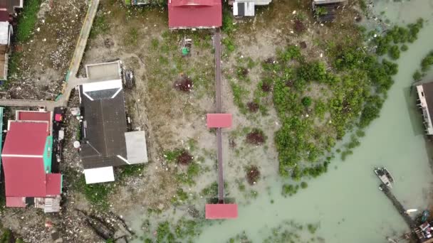 Vista Aérea Del Pueblo Pulau Ketam Malasia — Vídeos de Stock