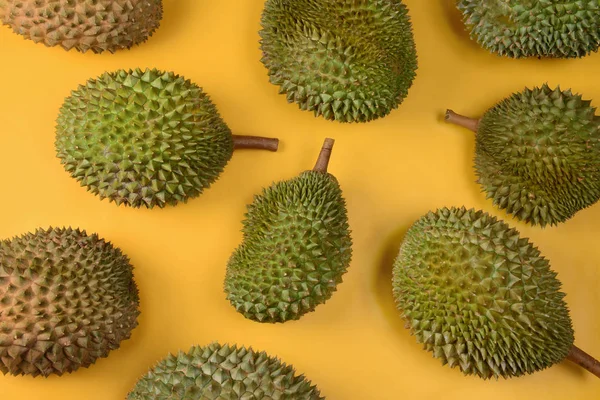 Durian Bright Yellow Background Copy Space — Stock Photo, Image