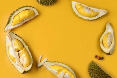 Kopyalama alanı ile parlak sarı arka planda Durian