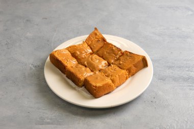 Beton üzerinde fıstık daha iyi sandviç tost yakın çekim shot