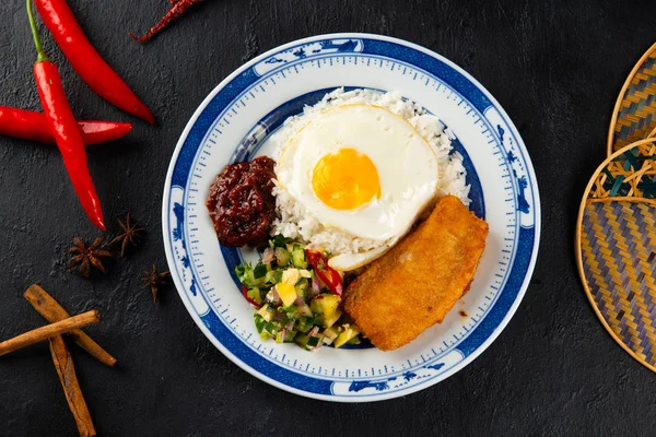 Close Shot Asian Food Fillet Fish Rice — Stock Photo, Image