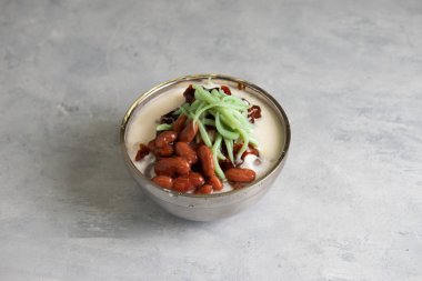 Cendol, kayrak arka plan ile Malezya geleneksel tatlı yakın çekim