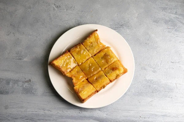 Zbliżenie Wspólne Orientalne Śniadanie Malezji Składające Się Chleba Tostowego — Zdjęcie stockowe