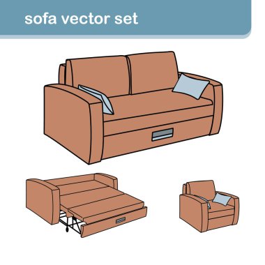 Beyaz koltuklu gerçekçi bir kanepe.