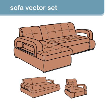 Beyaz koltuklu gerçekçi bir kanepe.