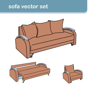 Beyaz koltuklu gerçekçi bir kanepe.