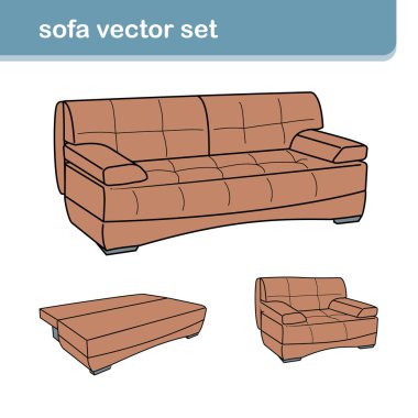 Beyaz koltuklu gerçekçi bir kanepe.