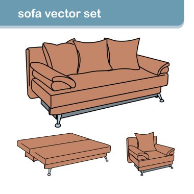 Beyaz koltuklu gerçekçi bir kanepe.