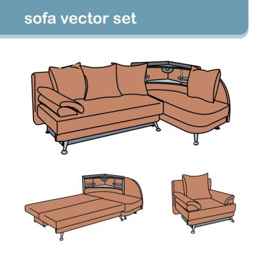 Beyaz koltuklu gerçekçi bir kanepe.