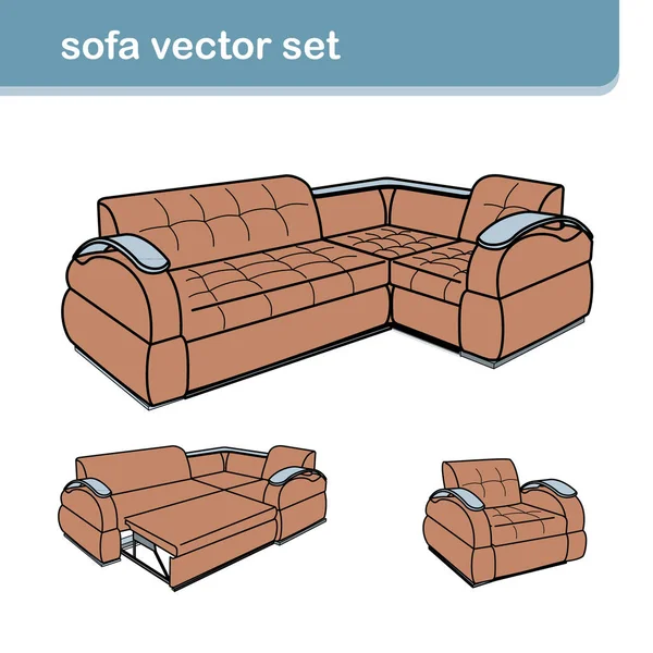 Beyaz koltuklu gerçekçi bir kanepe.