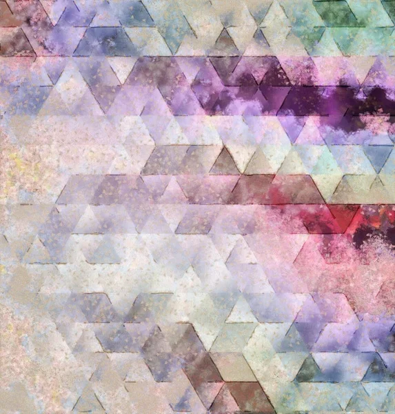 Trianglar Mönster Målade Bakgrund Violett Och Lila Färger Med Vit — Stockfoto