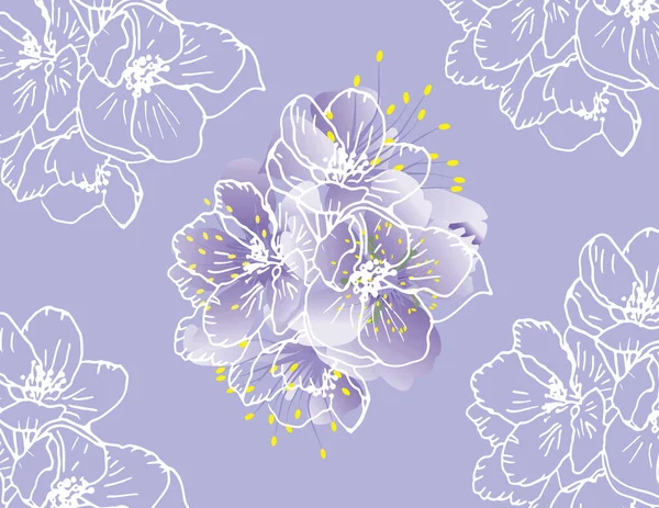 青いりんごの花のイラスト — ストック写真