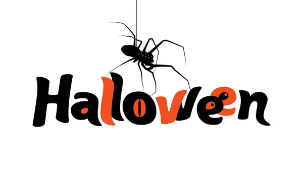 Lettrage Vectoriel Halloween Calligraphie Vacances Automne Avec Araignée Pour Bannière — Image vectorielle