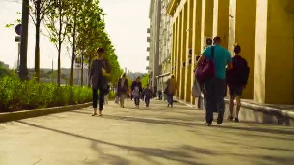 Menigte van mensen lopen op straat — Stockvideo