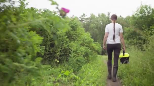 De ecoloog gaan naar de plaats van onderzoek. — Stockvideo