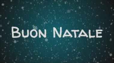 Animasyon Buon Natale - İtalyanca, Merry Christmas düşen kar, mavi arka plan