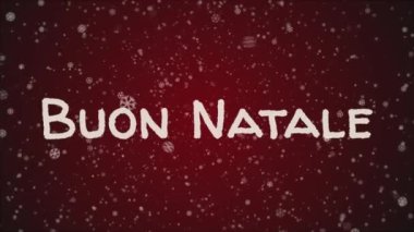 Animasyon Buon Natale - İtalyanca, Merry Christmas düşen kar, kırmızı arka plan