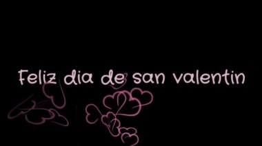 Animasyon Feliz dia de san Valentin, mutlu sevgililer günü İspanyolca dil, tebrik kartı
