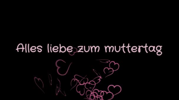 Animation Alles liebe zum muttertag, Bonne fête des mères en langue allemande, carte de voeux — Video