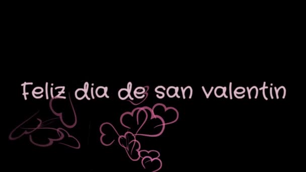 Animație Feliz dia de san Valentin, Happy Valentines Day în limba spaniolă, felicitare — Videoclip de stoc