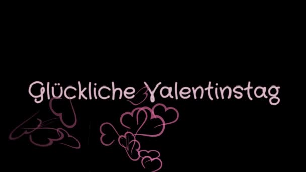 Animatie Gluckliche Valentinstag, Happy Valentines day in de Duitse taal, wenskaart — Stockvideo