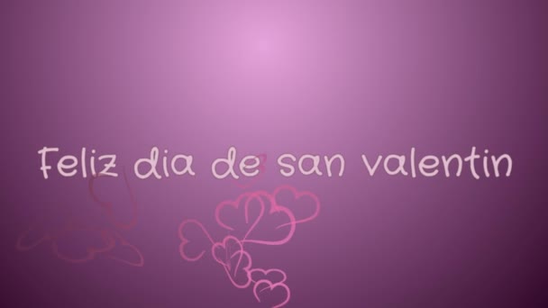 Animation Feliz dia de san Valentin, ευτυχισμένη ημέρα του Αγίου Βαλεντίνου στην ισπανική γλώσσα, ευχετήρια κάρτα — Αρχείο Βίντεο