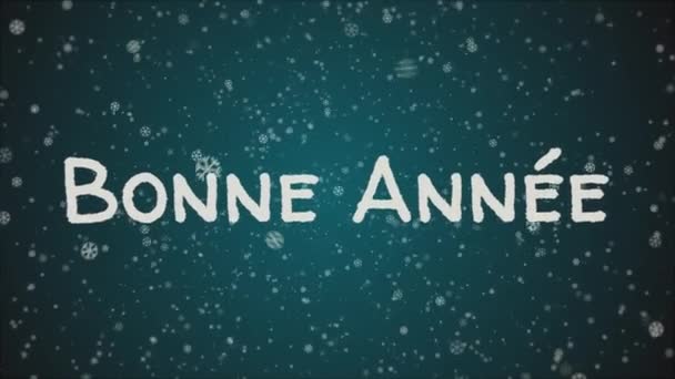 Animáció Bonne Annee, boldog új évet a francia nyelvet, üdvözlőlap. — Stock videók